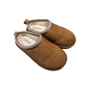 Torrid Womens Chestnut Brown Faux Suede Faux Fur Lined Slipper Moccasins Size 7